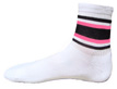 Meduim Low Cut White Socks With Black and Bubblegum Pink Stripes